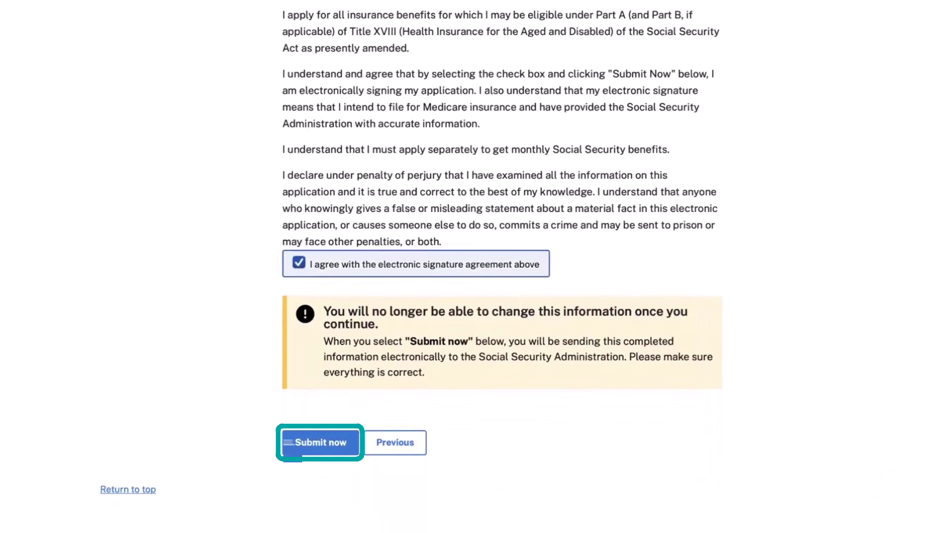 Medicare enrollment walkthrough — Step 18