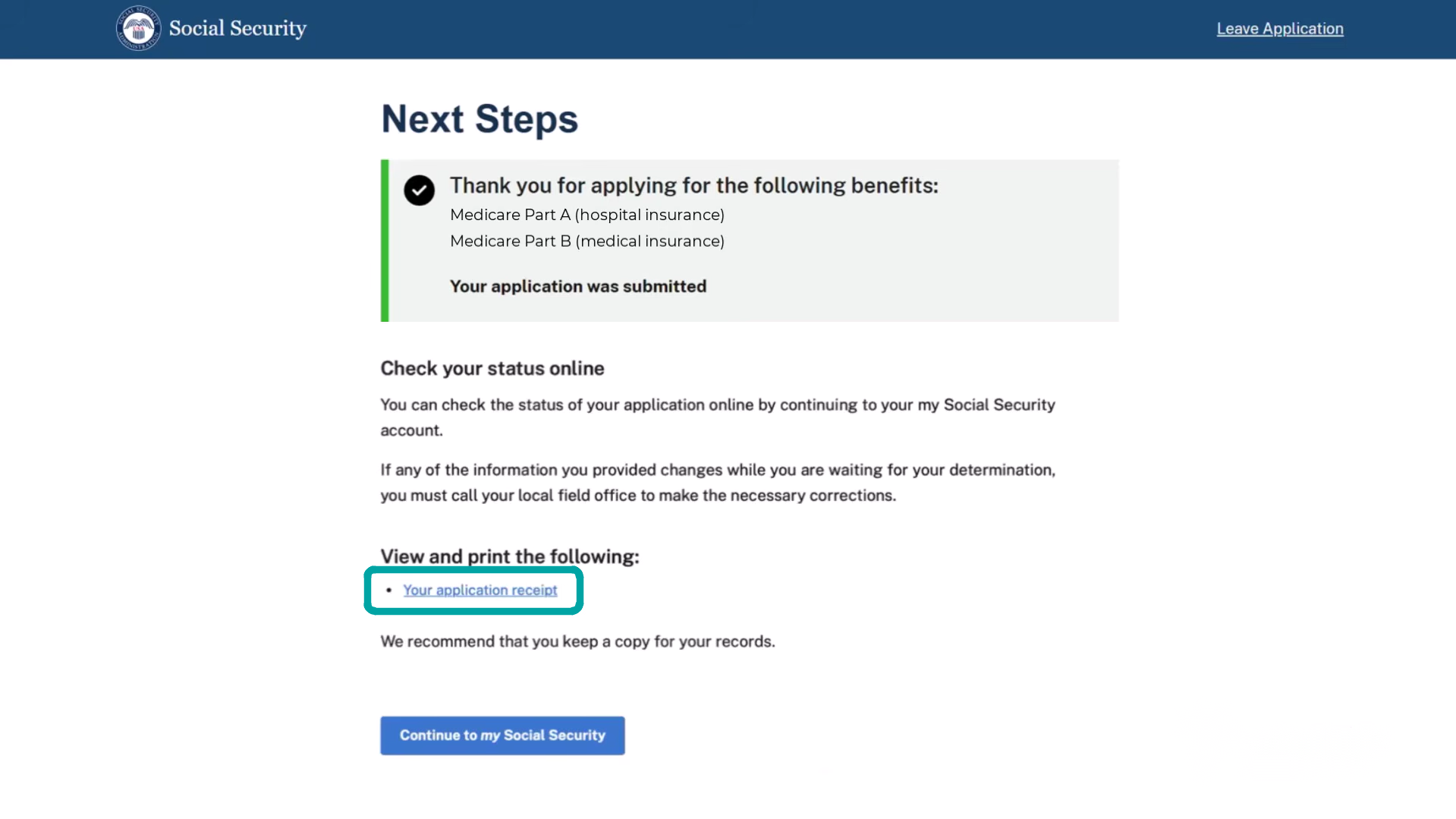 Medicare enrollment walkthrough — Step 19
