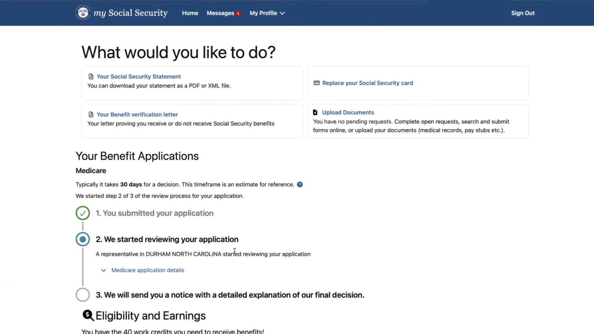 Medicare enrollment walkthrough — Step 22