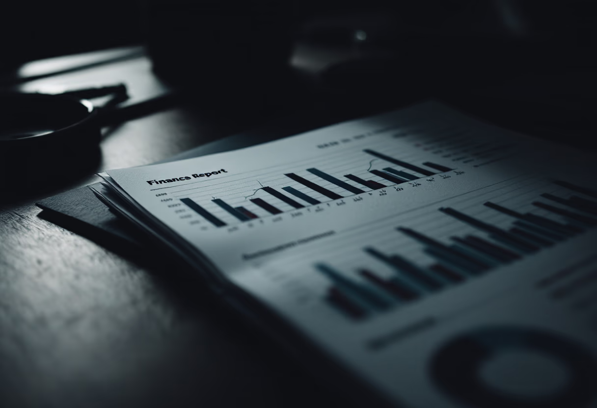 image of a finance report being analyzed