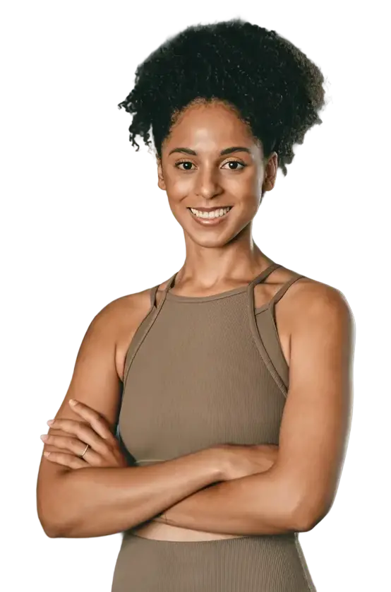 A woman smiling