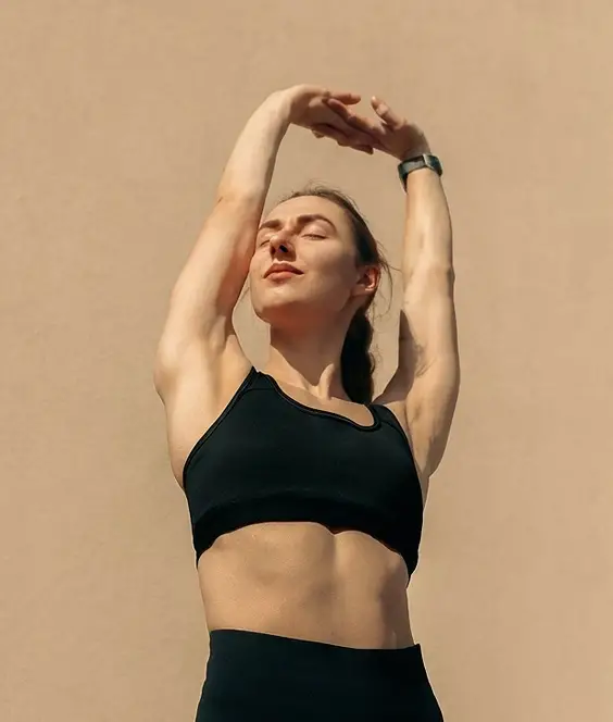 A woman stretching