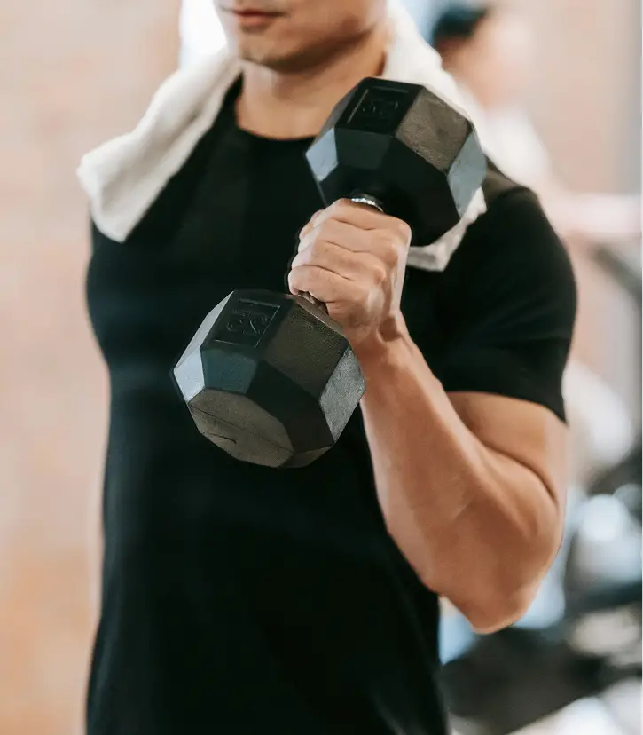 A man doing bicep curls