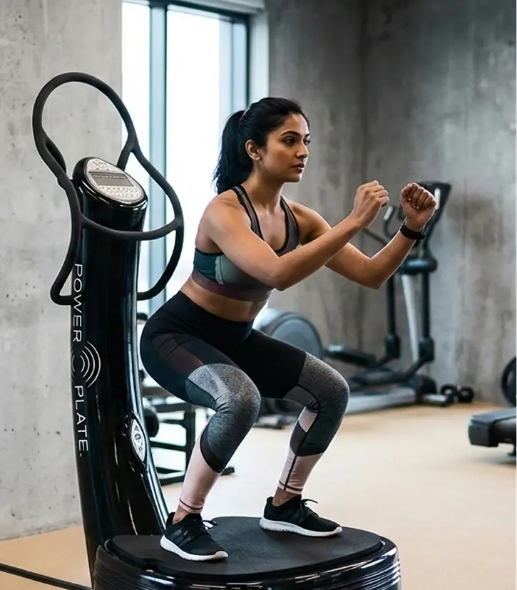 A woman squatting