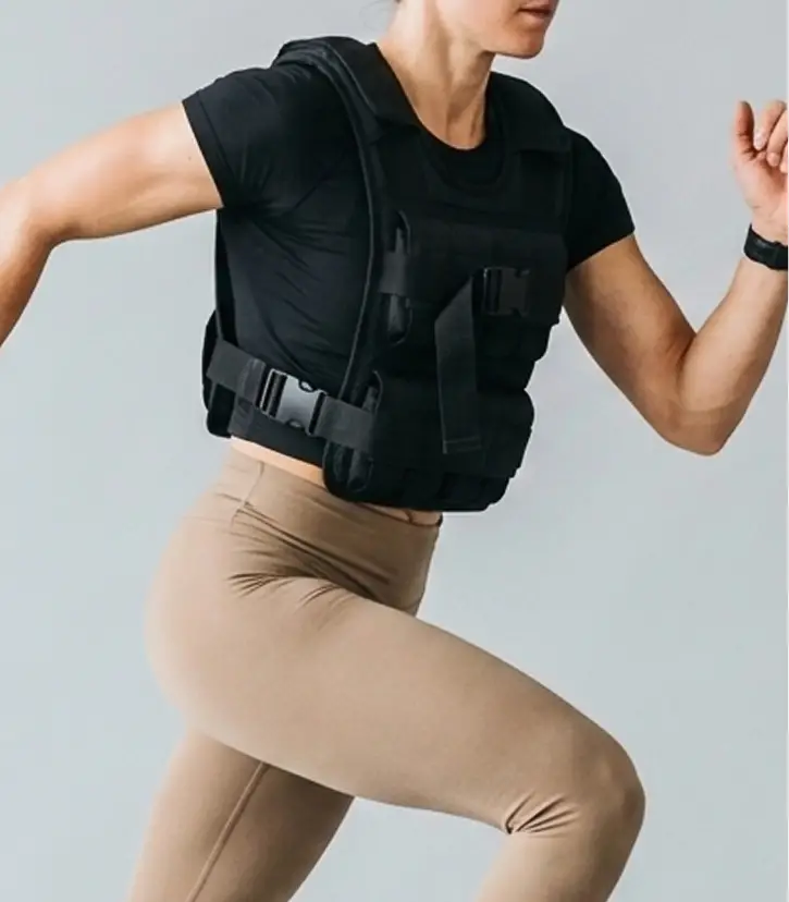 A woman wearing a weighted vest