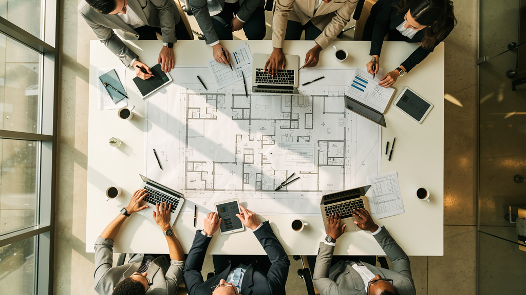 Team conducting strategic BIM workforce planning meeting
