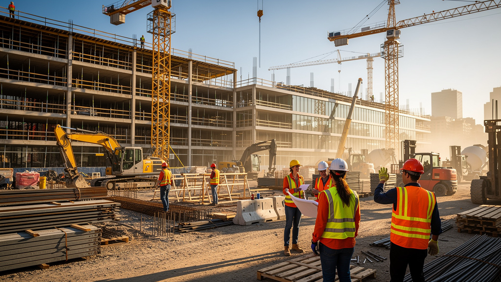 Active construction site showing labor demand pressure