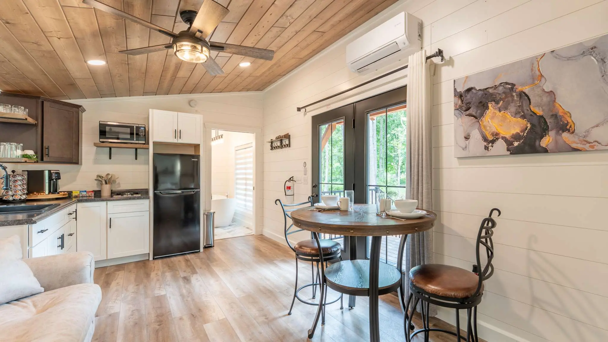 tiny home dining and kitchen area