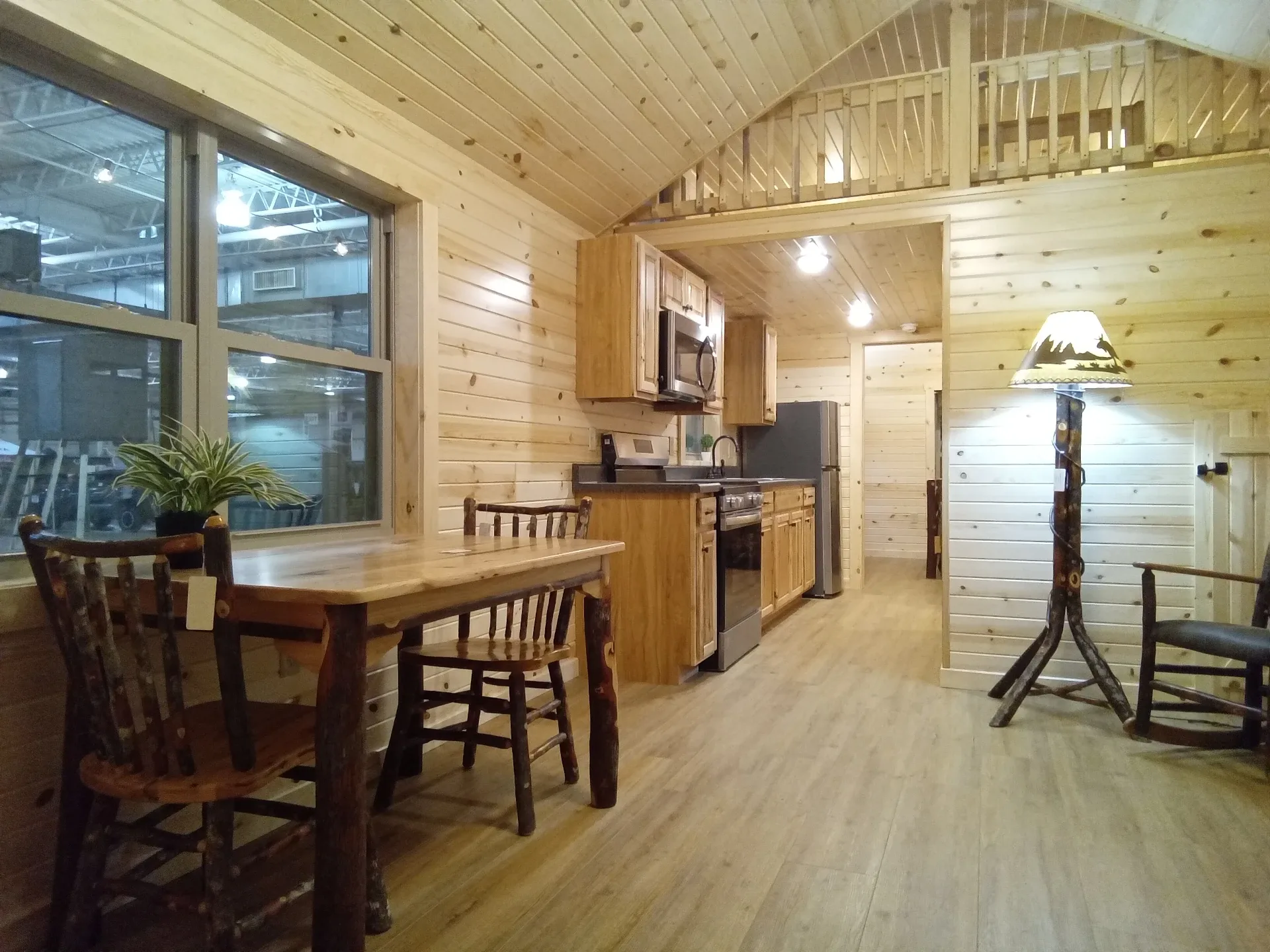 cedar ridge tiny home dining space and kitchen