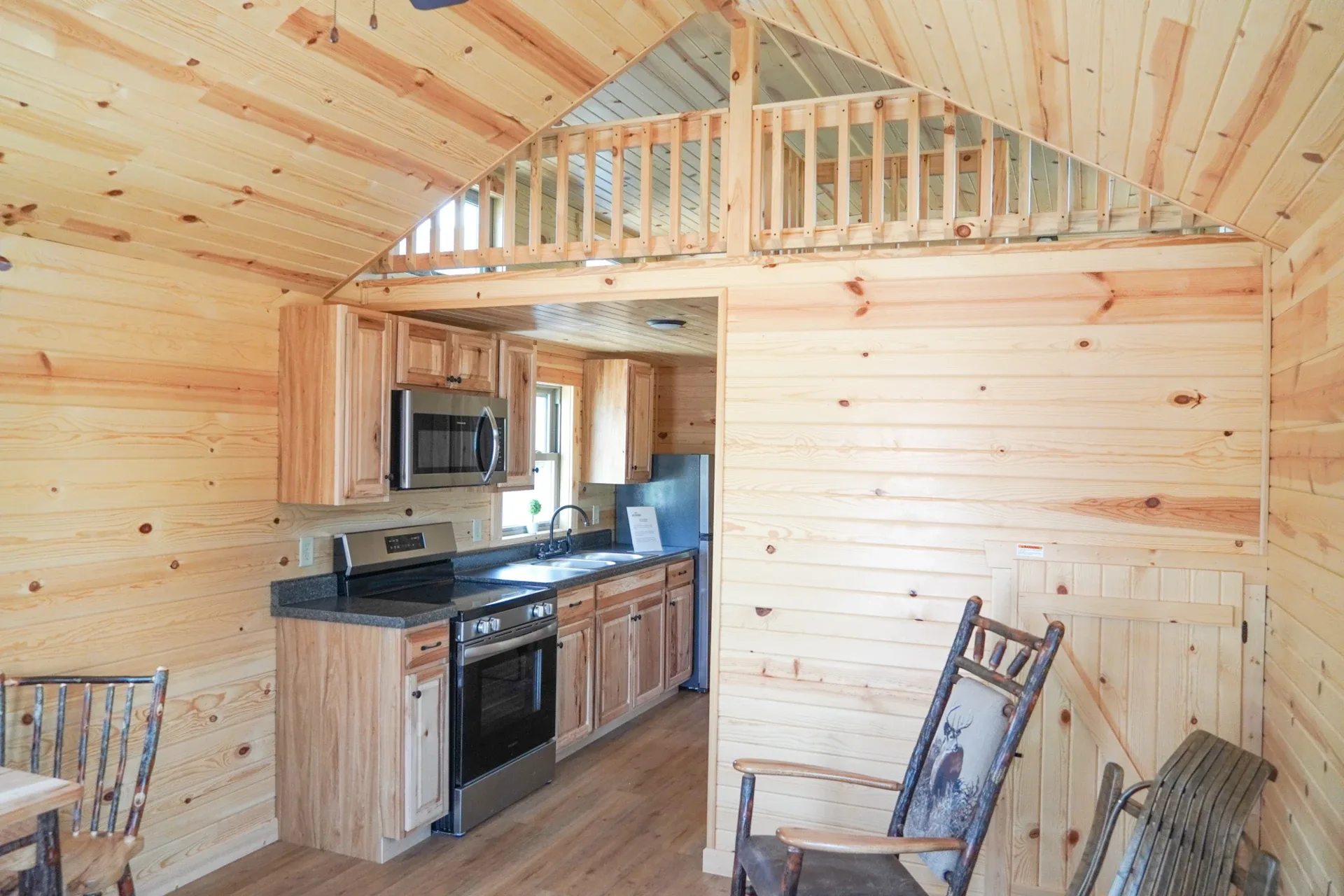 cedar ridge tiny home kitchen and loft