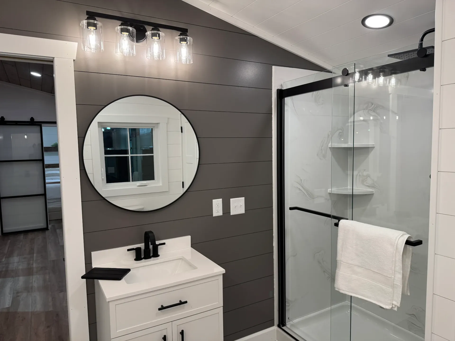 luxe studio tiny home bathroom