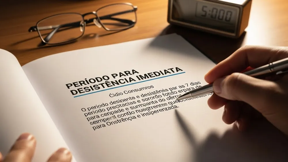 Pessoa assinando documento sobre período de desistência imediata