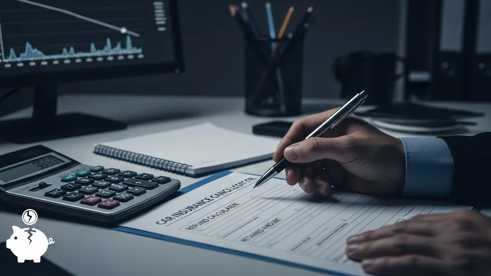 Pessoa preenchendo formulário com calculadora ao lado