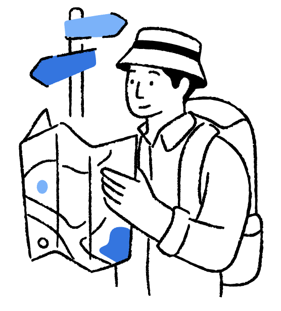Illustration: two people reading a map, planning a switch to ConsentBit