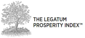 Detailed illustration of a tree with roots accompanied by the text The Legatum Prosperity Index™.
