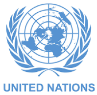United Nations emblem featuring a world map surrounded by olive branches.