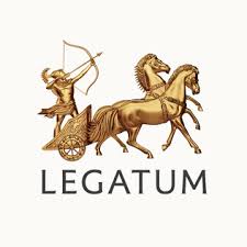 Golden statue of an archer on a chariot pulled by two horses above the text 'LEGATUM'.