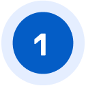 Blue circle with the number 1 in white centered inside a lighter blue ring.