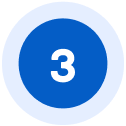 Blue circle with the white number 3 inside, surrounded by a light blue ring.