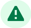 Green triangle warning icon with an exclamation mark inside on a light green circular background.