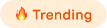 Orange flame icon followed by the word Trending in orange text on a rounded light background.