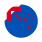 Circular blue icon with a red curved arrow pointing counterclockwise and a small white checkmark inside.