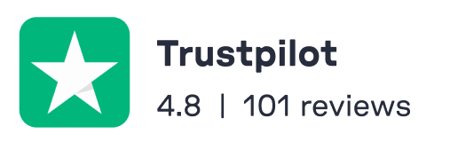 Trustpilot logo with a rating of 4.8 based on 101 reviews.
