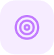 Purple rounded square icon with concentric circles in the center.