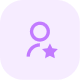 White icon of a location pin with a star inside on a purple rounded square background.