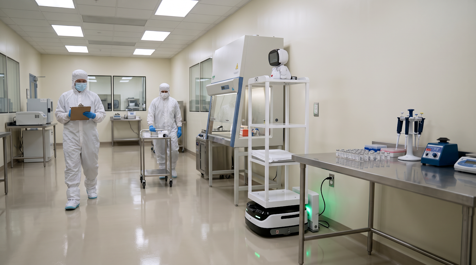 Autonomous robotics supporting pharmaceutical manufacturing and laboratory workflows