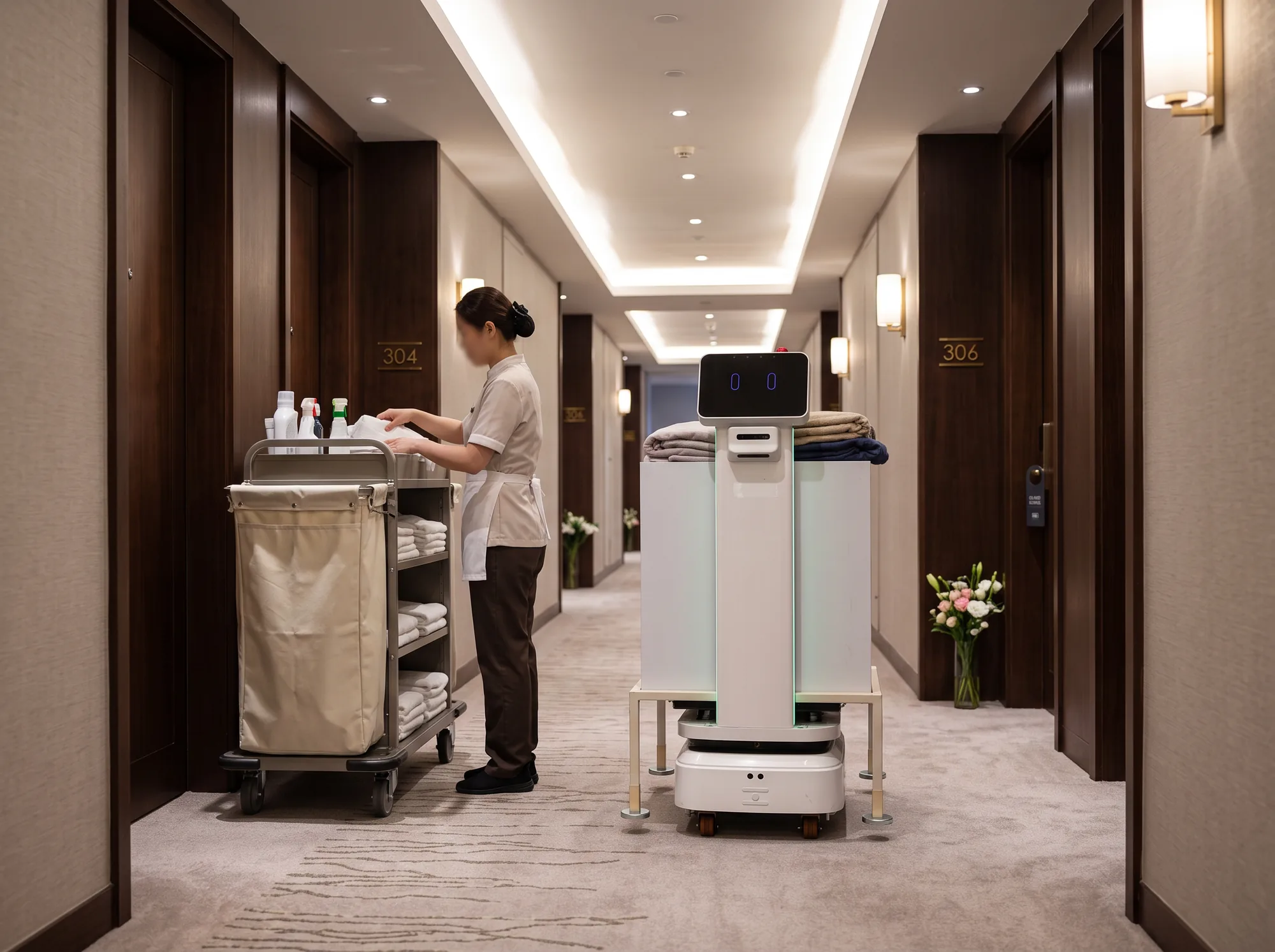 Autonomous robot supporting hotel housekeeping operations
