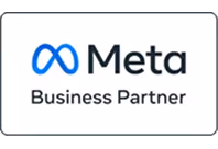 Meta Business Partner logo with blue infinity-shaped icon and black text.