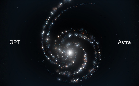 das bild zeigt einen sternenwirbel, dasoffizielle symbol für das gpt astra modell.