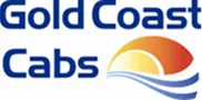Gold Coast Cabs logo with stylized sunset over waves graphic.