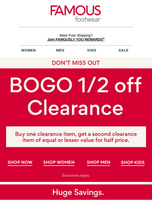 Famous Footwear – BOGO Clearance Events