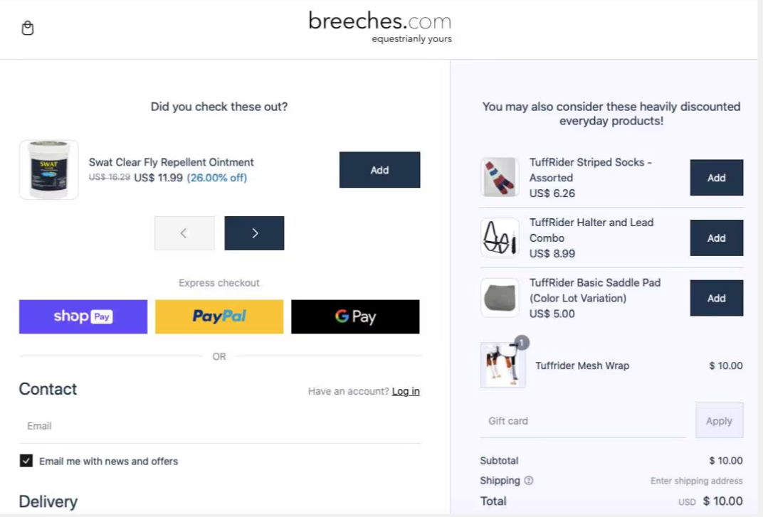 Breeches - Strategic Product Upsells