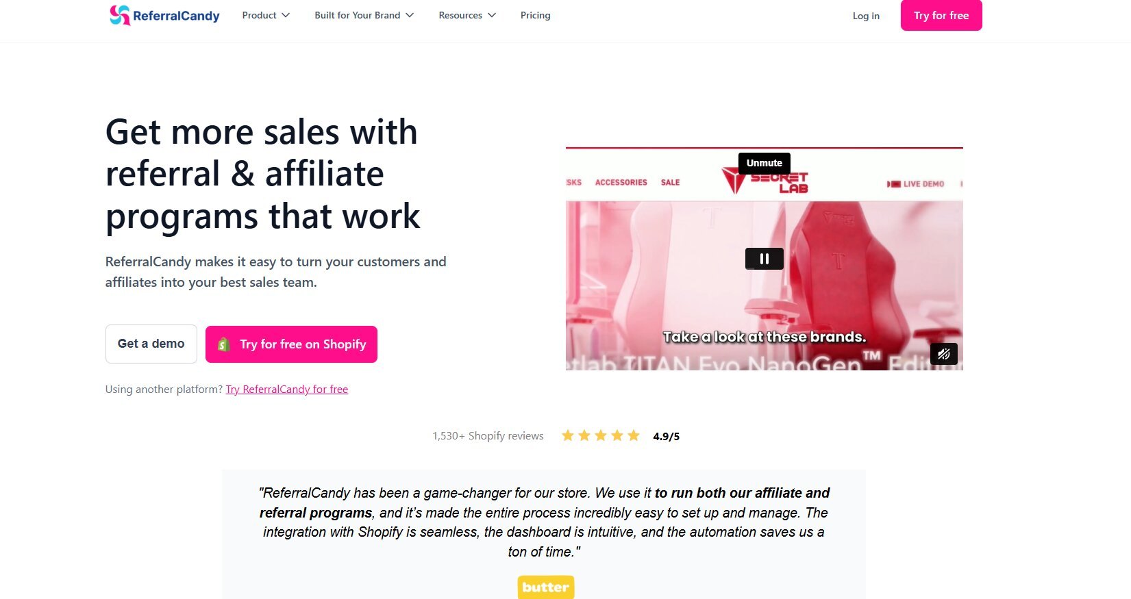 Screenshot of ReferralCandy