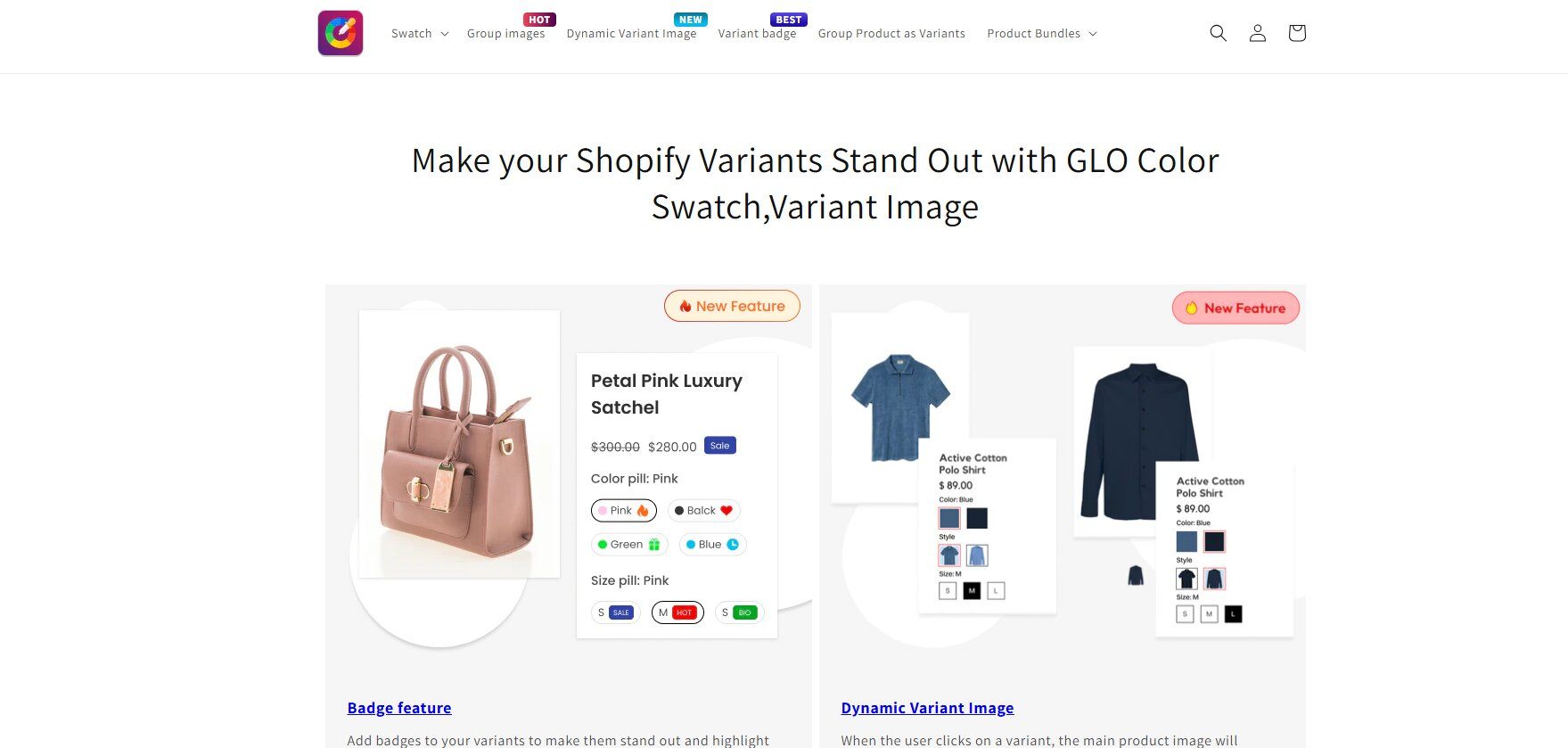 Screenshot of GLO Color Swatch