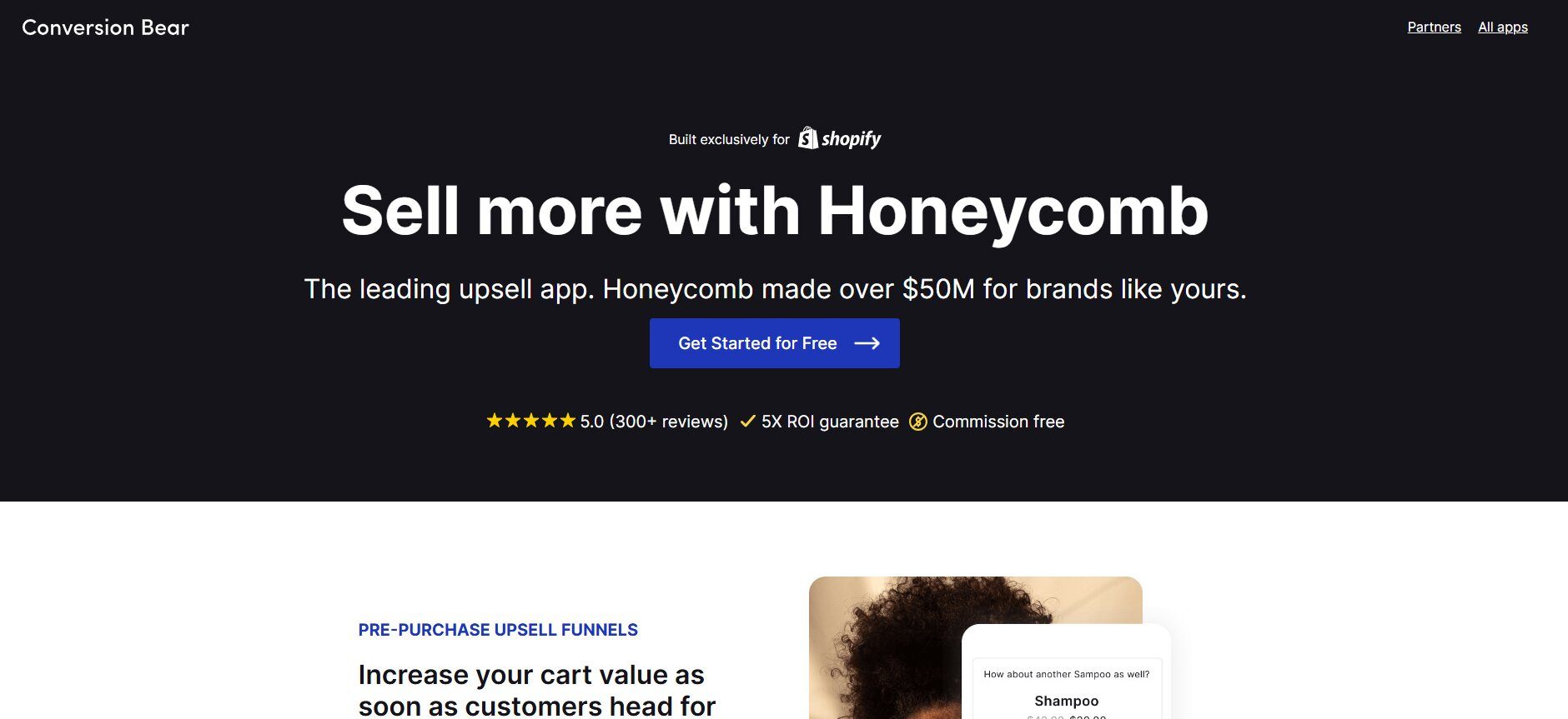 Screenshot of Honeycomb Upsell & Cross Sell