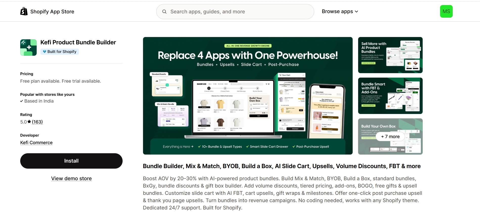 Kefi Commerce Shopify AI product bundle and upsell platform
