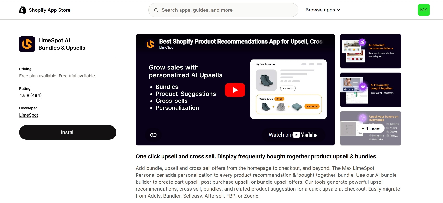 LimeSpot AI product recommendations for Shopify stores