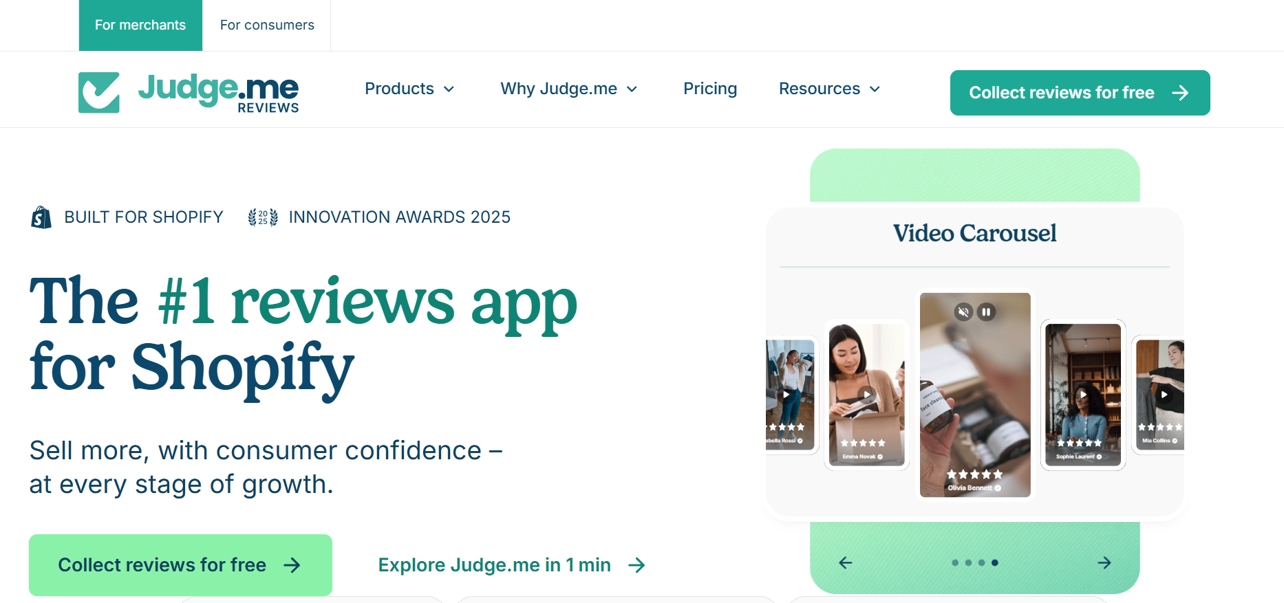 Screenshot of the homepage of Judge.me.