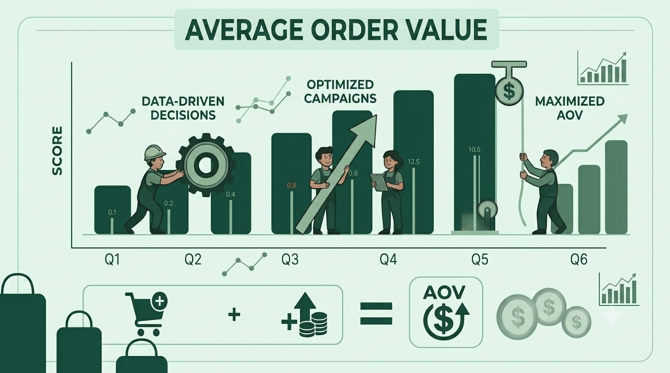 Average Order Value growth infographic.
