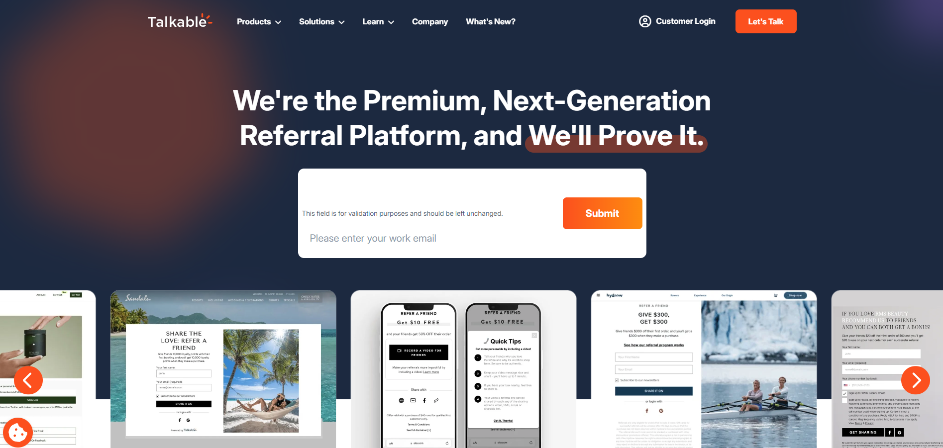 Talkable dashboard for managing enterprise referral campaigns, customer advocacy programs, referral analytics, and reward management for Shopify brands