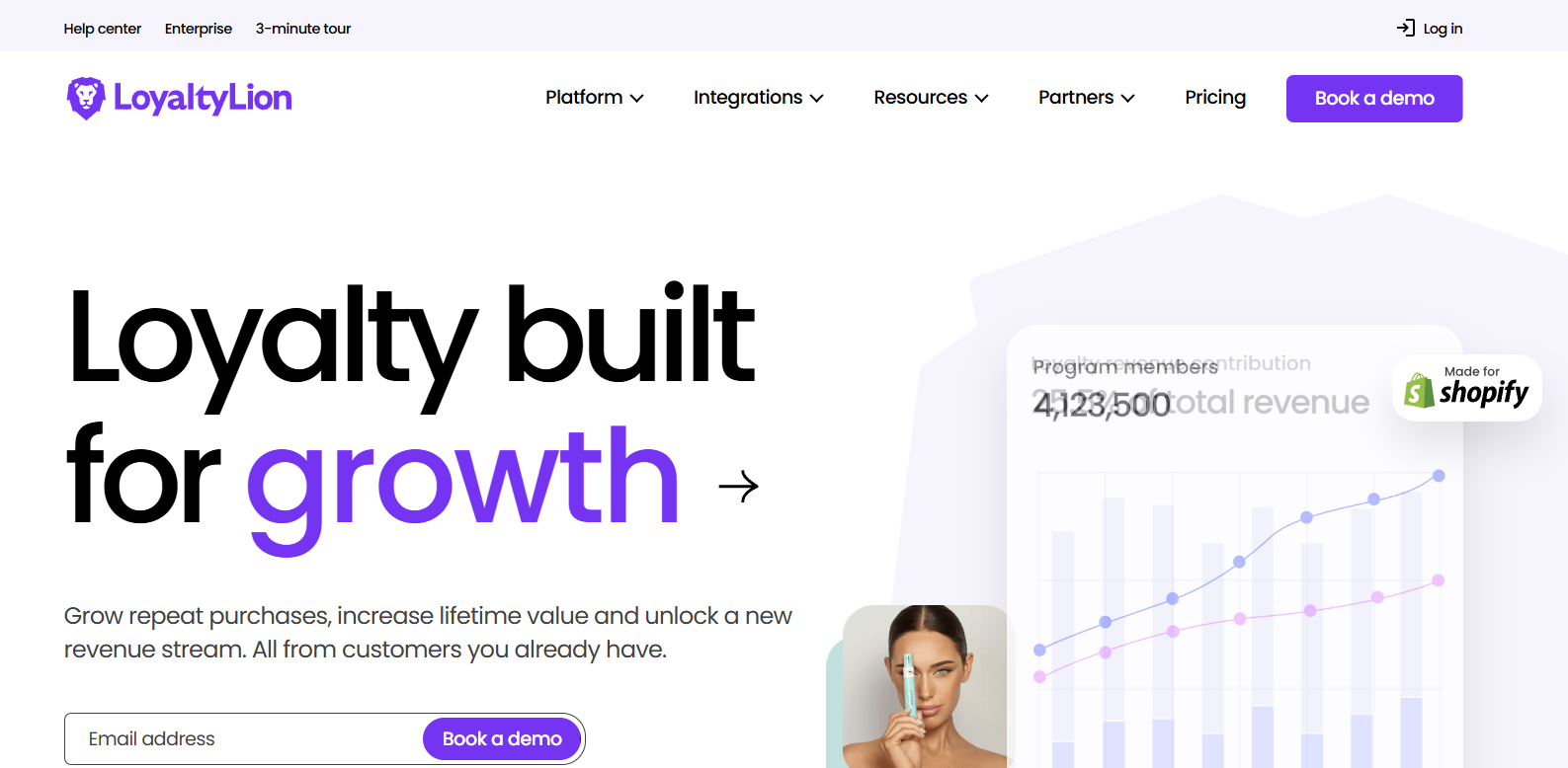 Screenshot of homepage of LoyaltyLion.