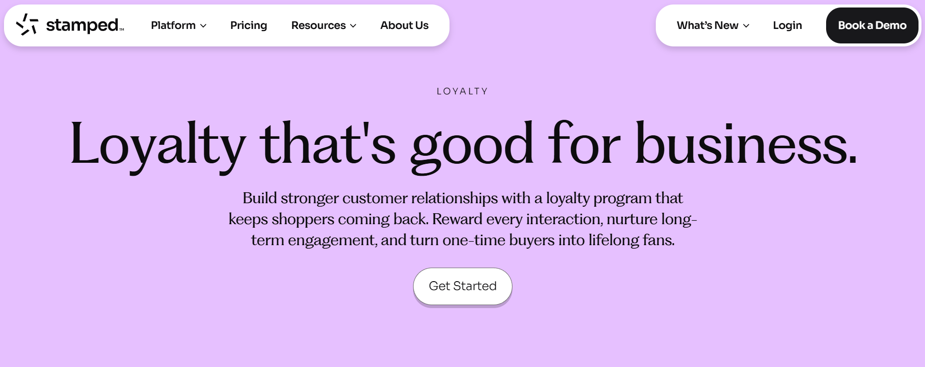 Screenshot of homepage of Stamped.