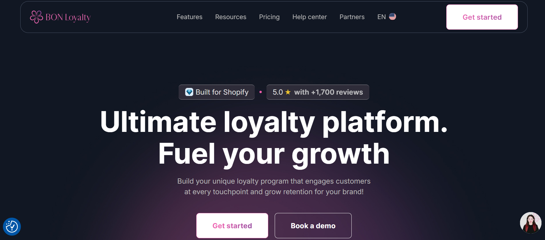 Screenshot of homepage of BON Loyalty.