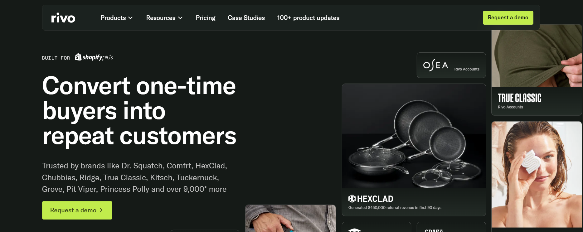 Screenshot of homepage of Rivo.