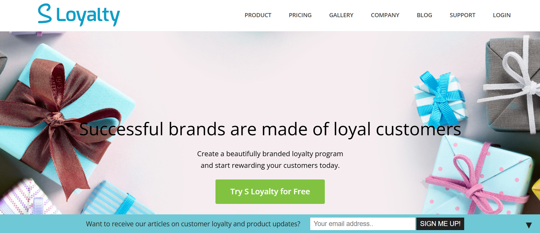 Screenshot of homepage of S Loyalty.