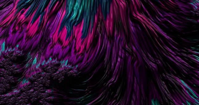 Abstract digital artwork with flowing textures in vibrant purple, magenta, and teal colors.